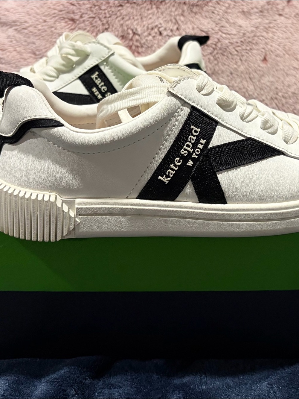 kate spade Kids White Sneakers with Black Accents